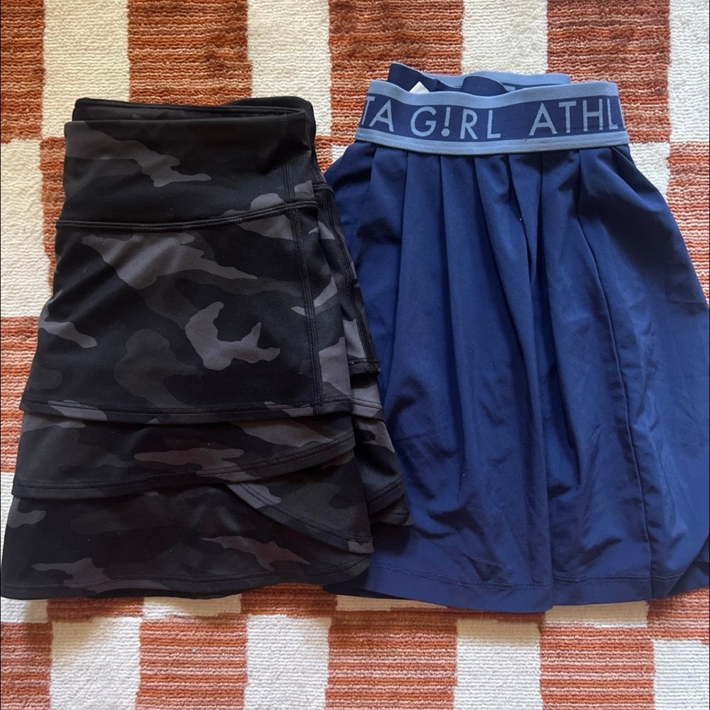 Athleta Girl Blue and Black Skirt Set size 10/12